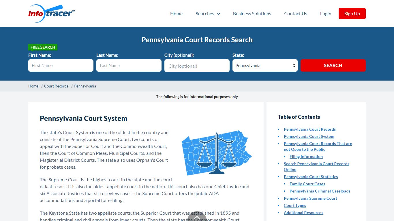 Search Pennsylvania Court Records By Name Online - InfoTracer